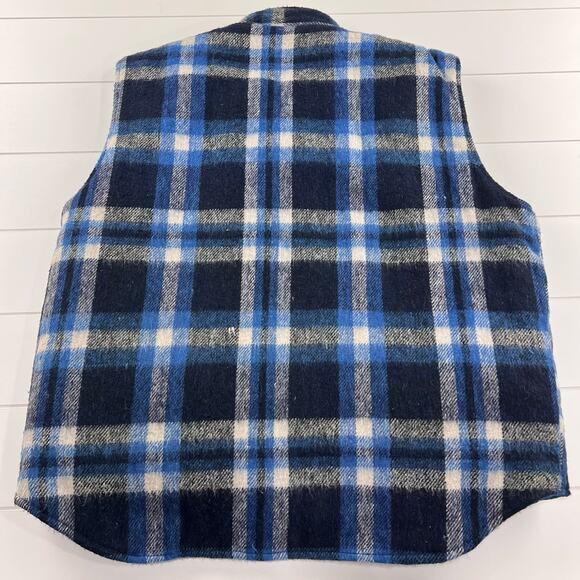 Michael Richards Vintage Blue plaid reversible puffer Vest Men’s size Large - Picture 2 of 9